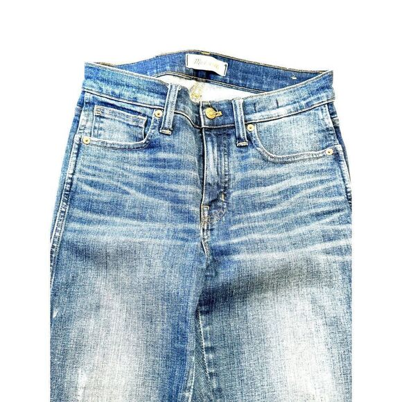 Madewell Medium Wash 9" High Rise Skinny Jeans w/ Frayed Hemline Sz 26 EUC - Picture 10 of 11